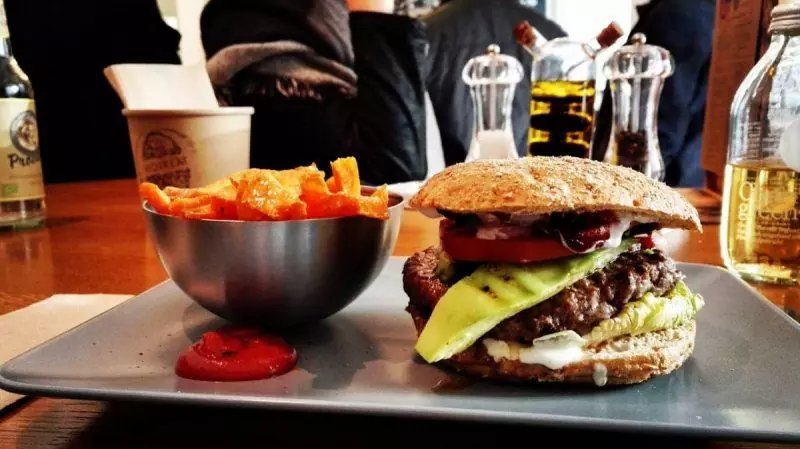 Burger and fries