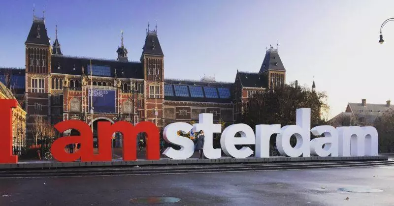 Rijksmuseum sign in Amsterdam