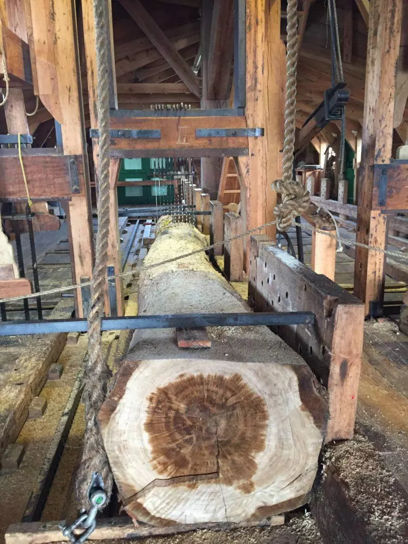 Inside the lumber windmill