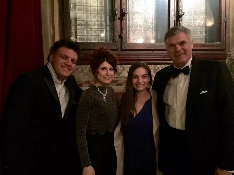 With the cast of the opera at St. Mark's church after the show