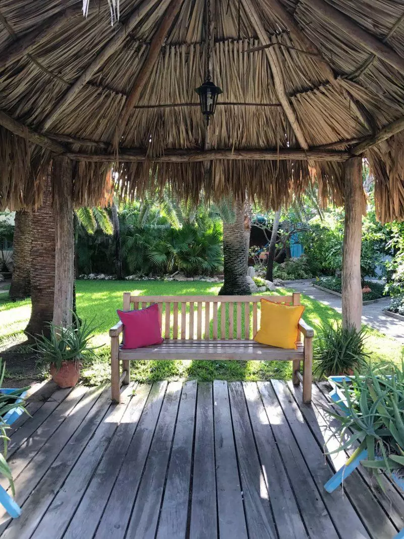 Thatched gazebo on the property