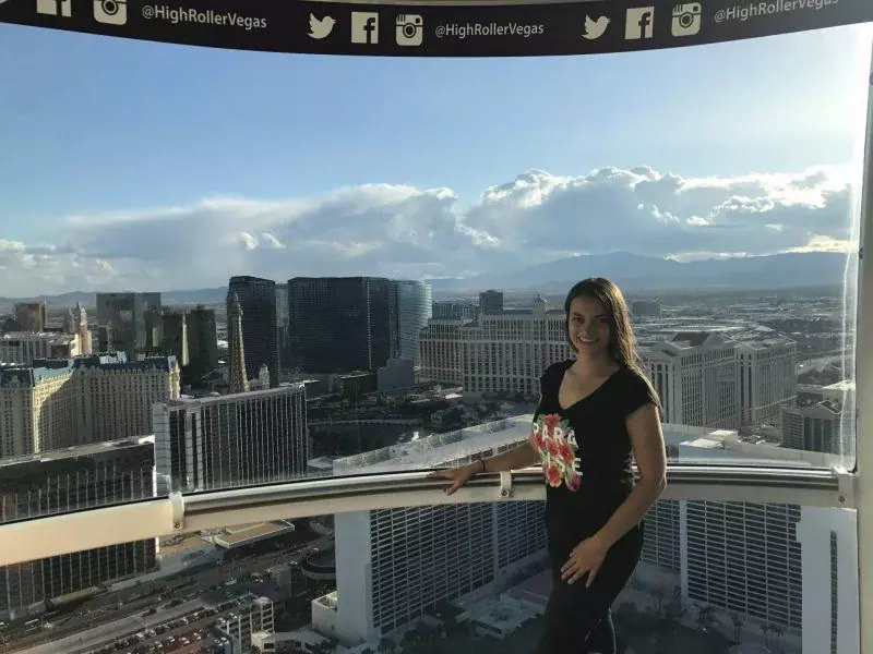 Woman standing on observation deck of High Roller