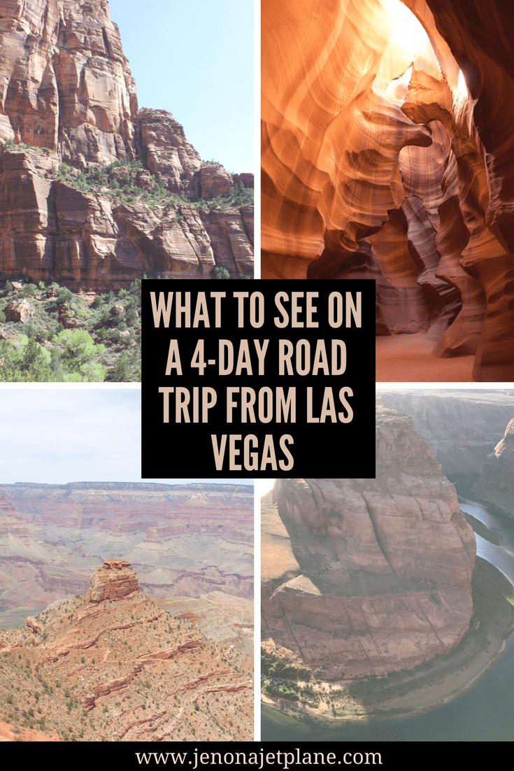 Las Vegas, Nevada is the perfect starting point for a West Coast road trip. Hit all the highlights on a 4 day drive of the surrounding area, including Zion National Park, Antelope Canyon and The Grand Canyon! There is so much natural beauty to see in the United States. Save this pin to your travel board for future reference.