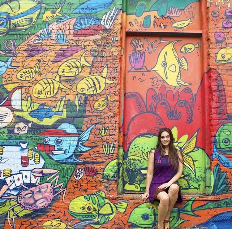 Famous fish wall in Graffiti Alley Toronto