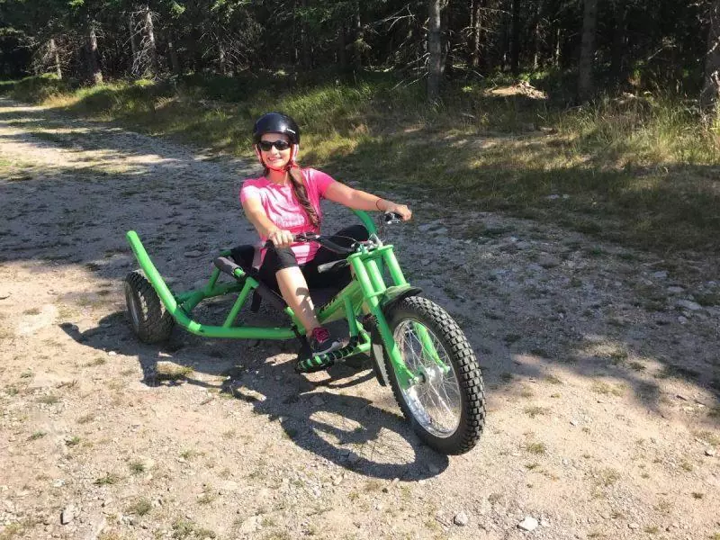 On a tricycle at Ski Ricky