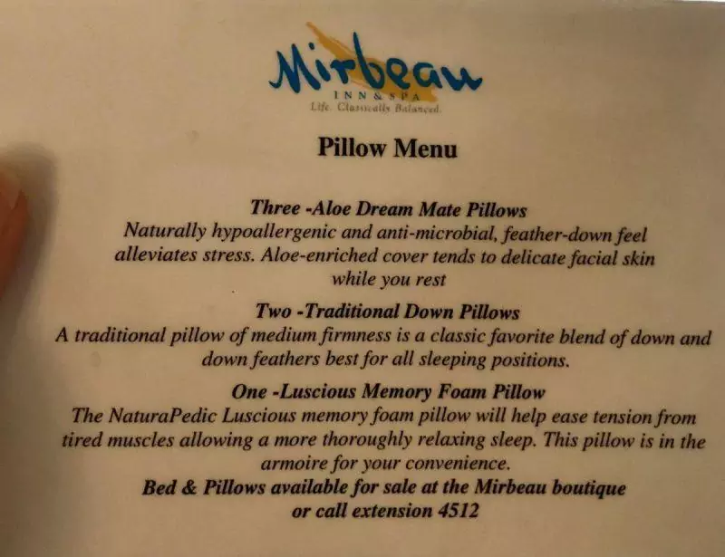 Pillow Menu