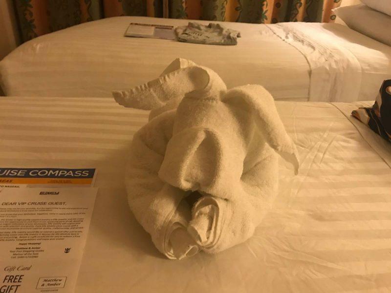 Towel elephant in the cabin