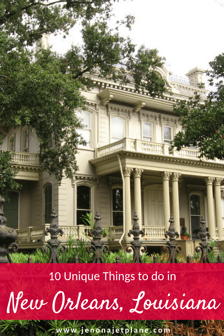 New Orleans, Louisiana has so much more to offer than just parties and Bourbon Street. Here's a list of 10 unique things to do in New Orleans, from dining with a ghost to seeing lavish homes in the Garden District. #neworleans #neworleanstravel #thingstodoneworleans #nola #neworleansvacation