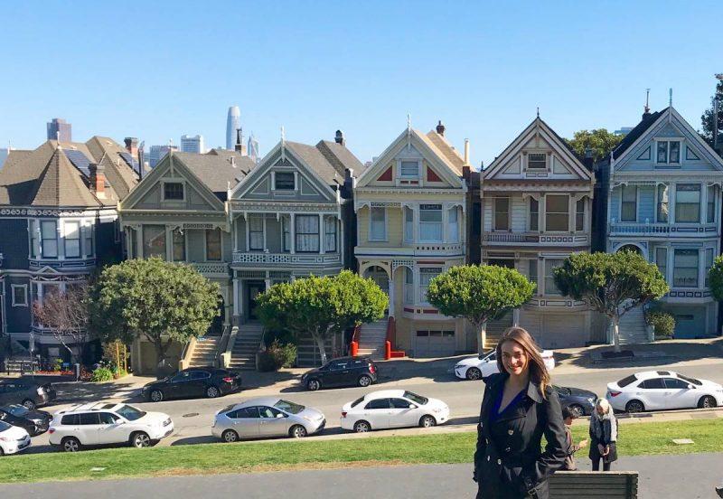 in front of the Painted Ladies