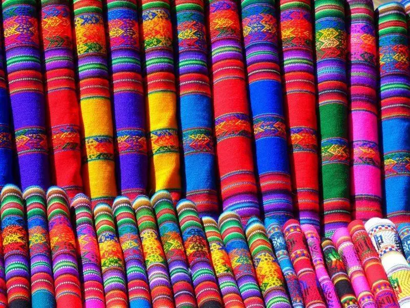 Fabrics at a street market