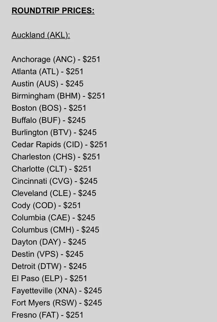 $250 error fares to New Zealand