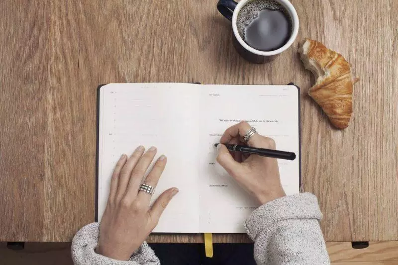 Writer, coffee and a croissant