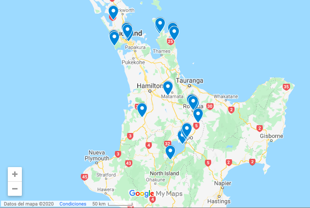 North Island New Zealand One Week Road Trip Map 