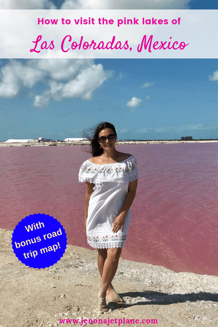 Want to visit Mexico's magical pink lakes? Las Coloradas in the Yucatan makes an easy day trip from Cancun, Tulum or Playa del Carmen and can be seen on a self-guided drive. Here's everything you need to know before you go, including updated rules and a driving map. #lascoloradas #pinklakes #mexicotravel #pinklakemexico #lascoloradasyucatan #lascoloradasmexico #bucketlistideas #mexicotrip