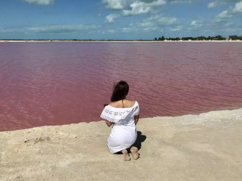 Sitting by the pink lakes of the Yucatan