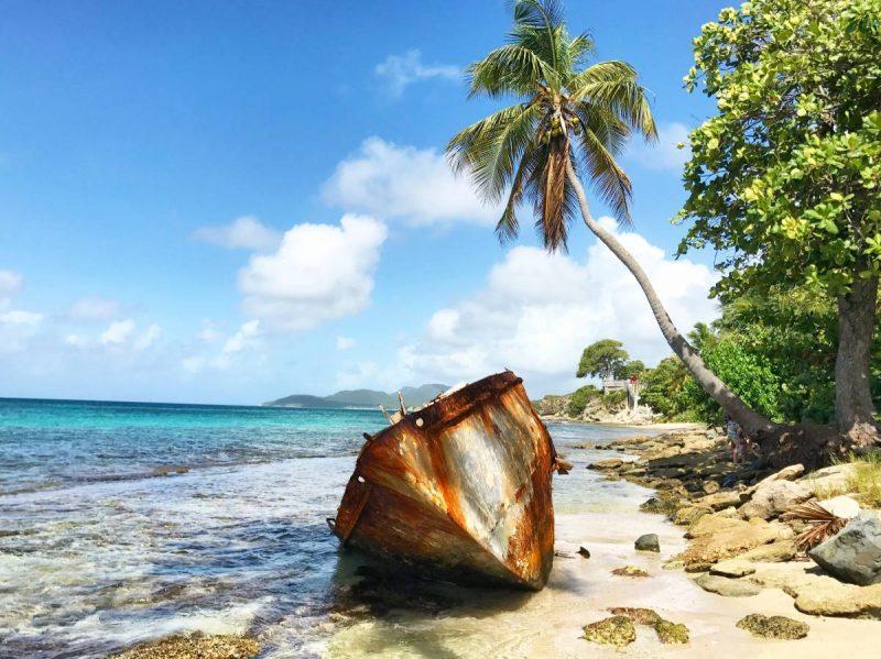 Rusted boat on the island of Vieques