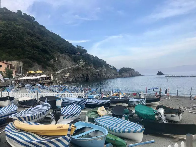 Boats my the beach in Monterosso 