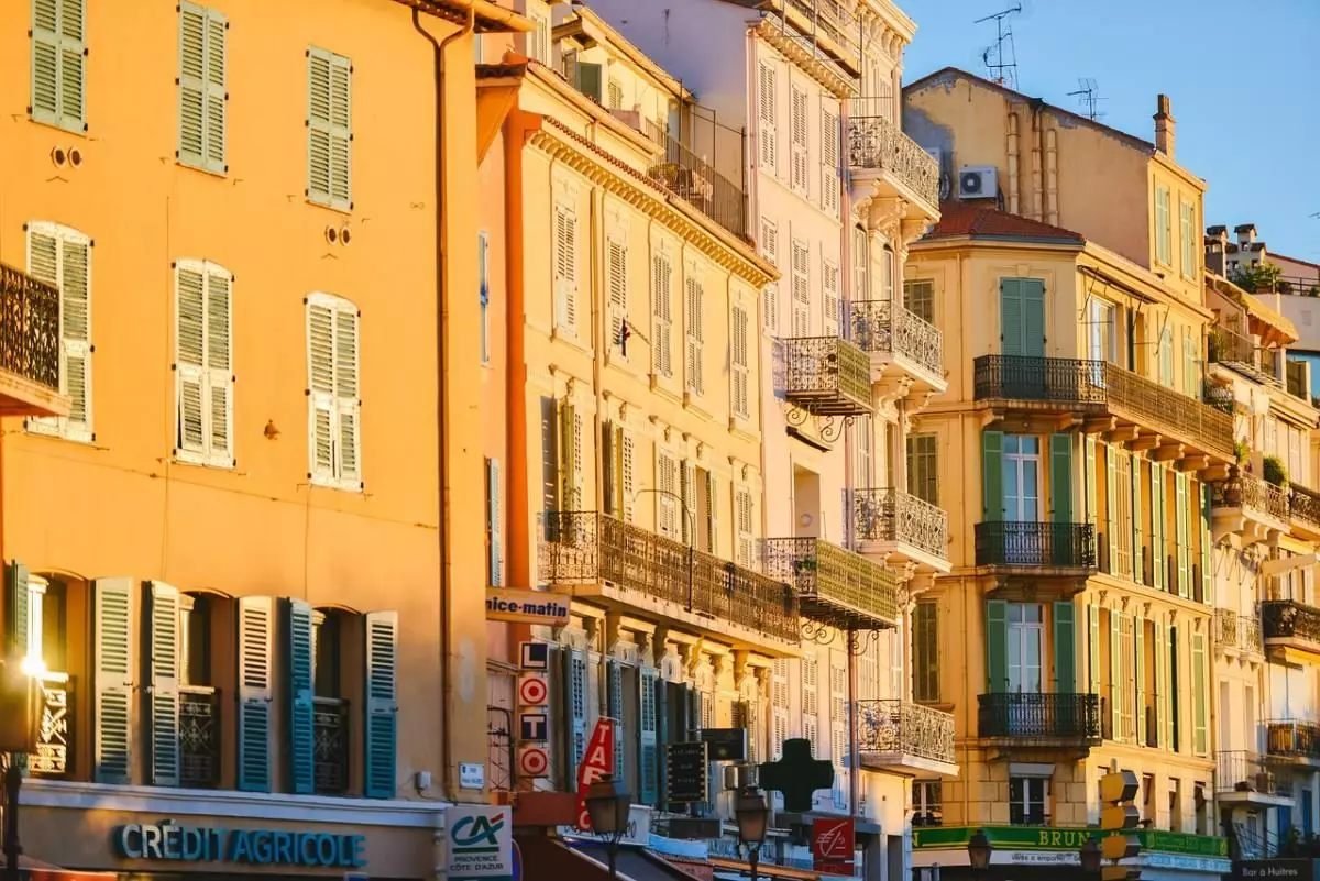 Yellow buildings in Cannes