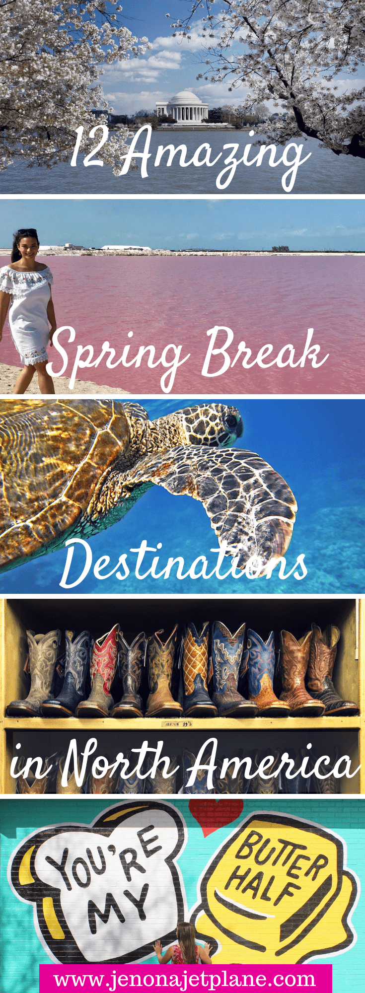 Looking for the best spring break destination in North America? From pink lakes to slot canyons, these warm and unforgettable getaways got you covered. What are you waiting for? It's time to book your next vacation. Save to your travel board for future reference. #springbreakdestinations #springbreakideas #springbreak #travelinspiration #travelunitedstates #travelamerica 