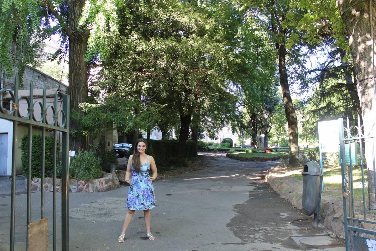 Standing at the entrance to the park