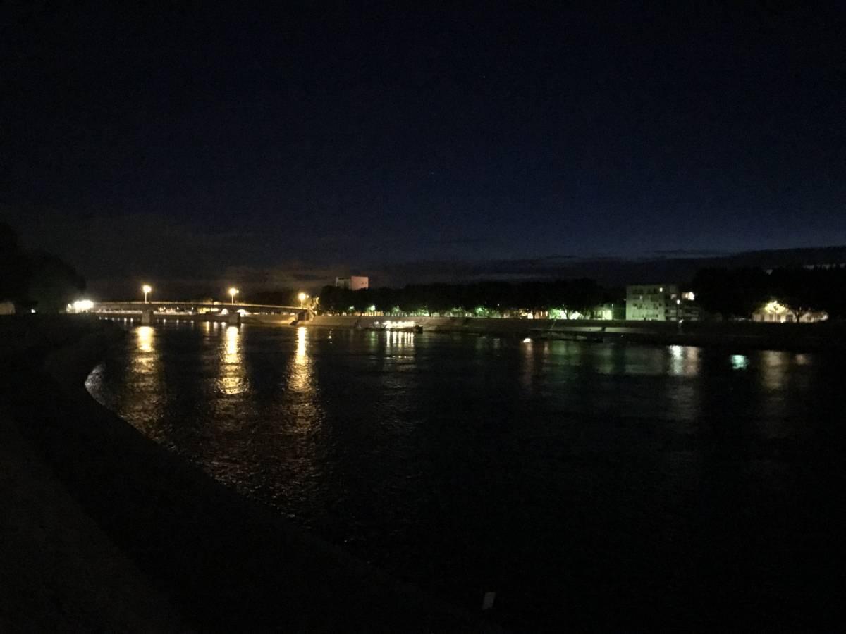 View of the Rhone at night