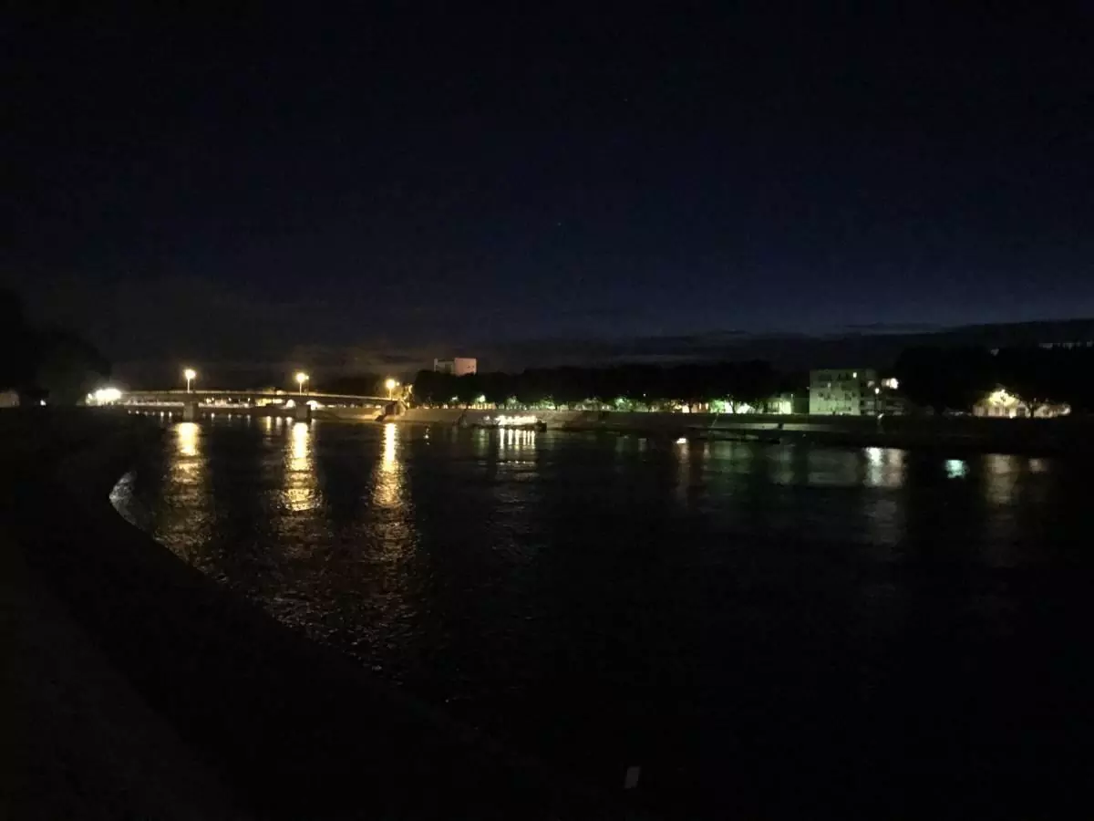 View of the Rhone at night