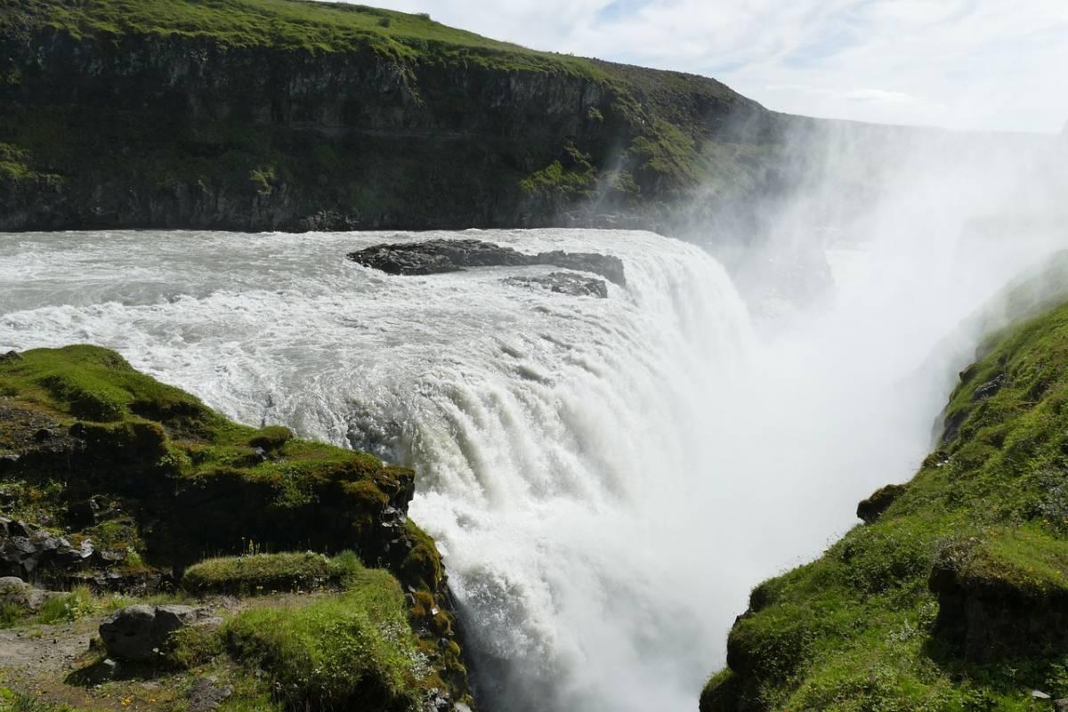 Gullfoss Waterfall during the day