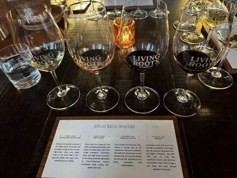 Wine flight with menu