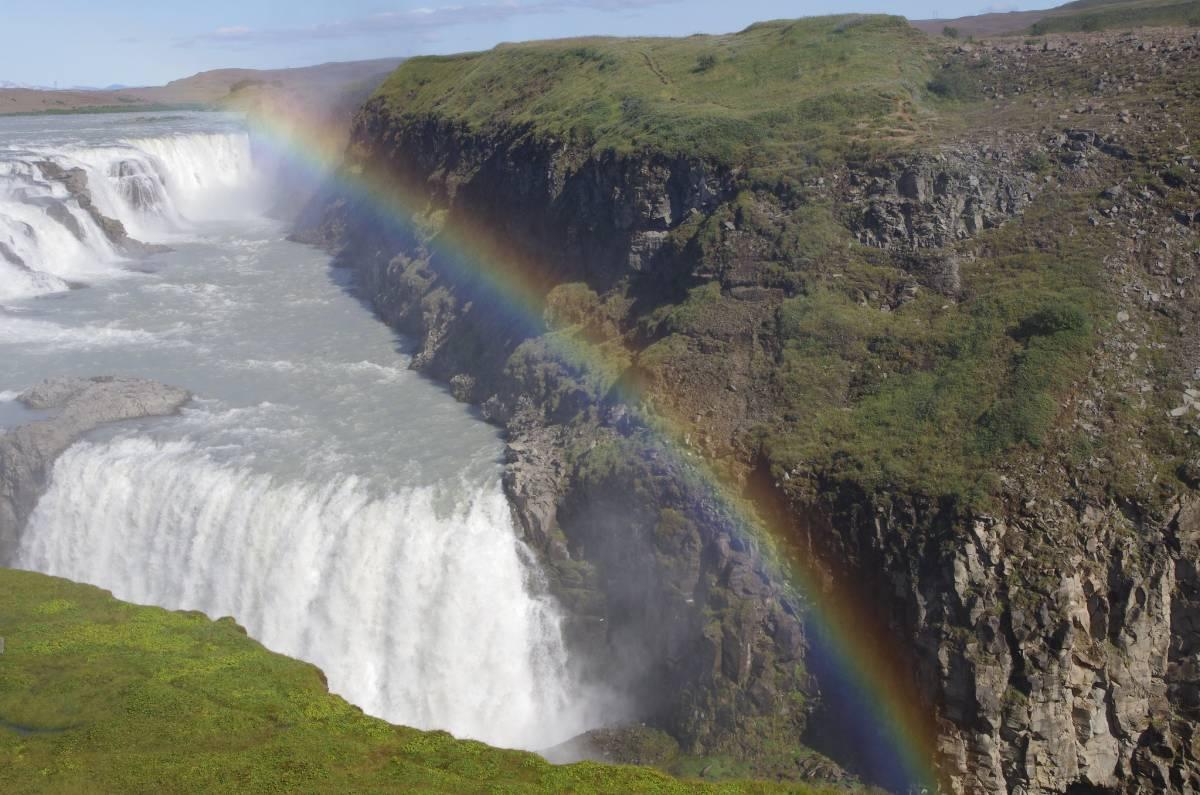 Rainbow over a waterfall in Iceland