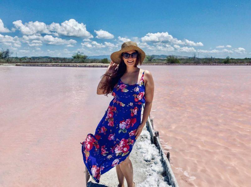 Walking the divide at the pink lakes in Cabo Rojo