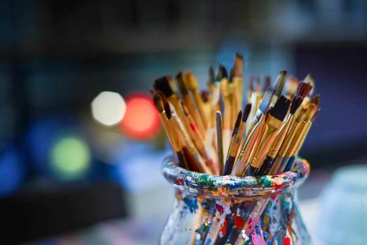 Paintbrushes at an art studio