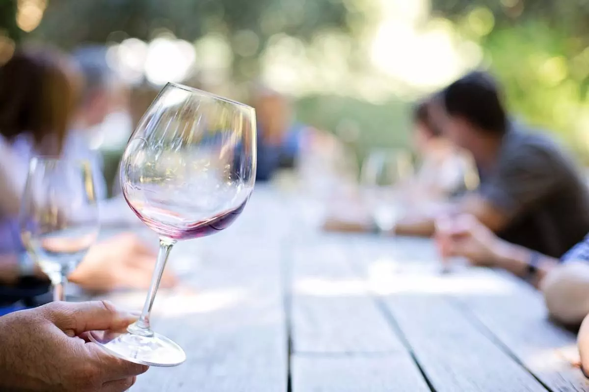 Group at wine tasting table