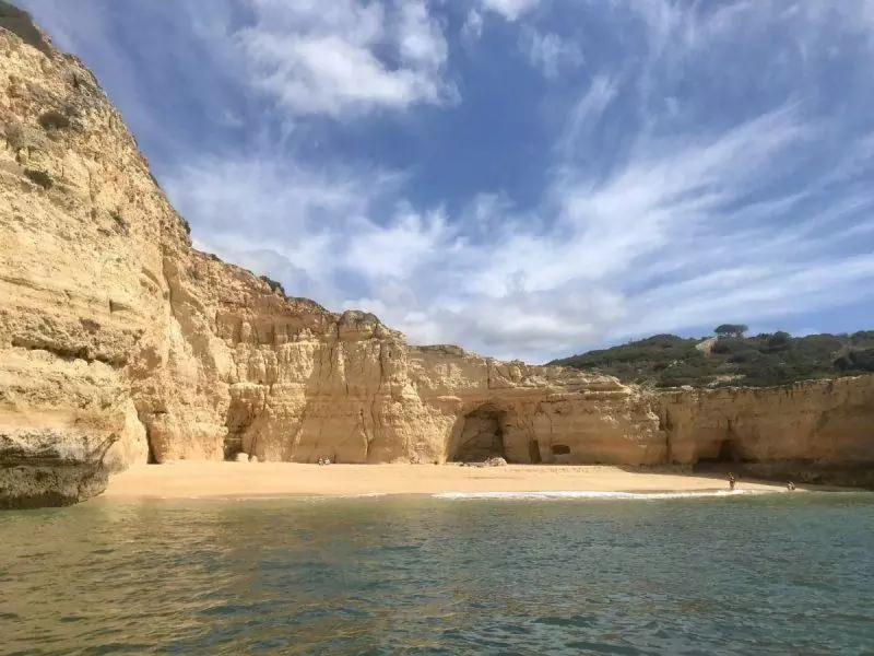 View of the coastline in the Algarve on the way to the sea cave