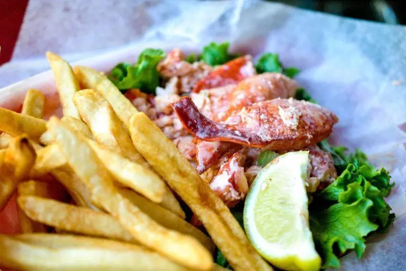 Lobster roll and fries