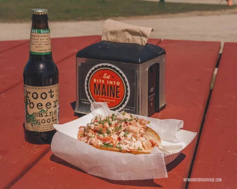 Lobster roll for lunch with beer