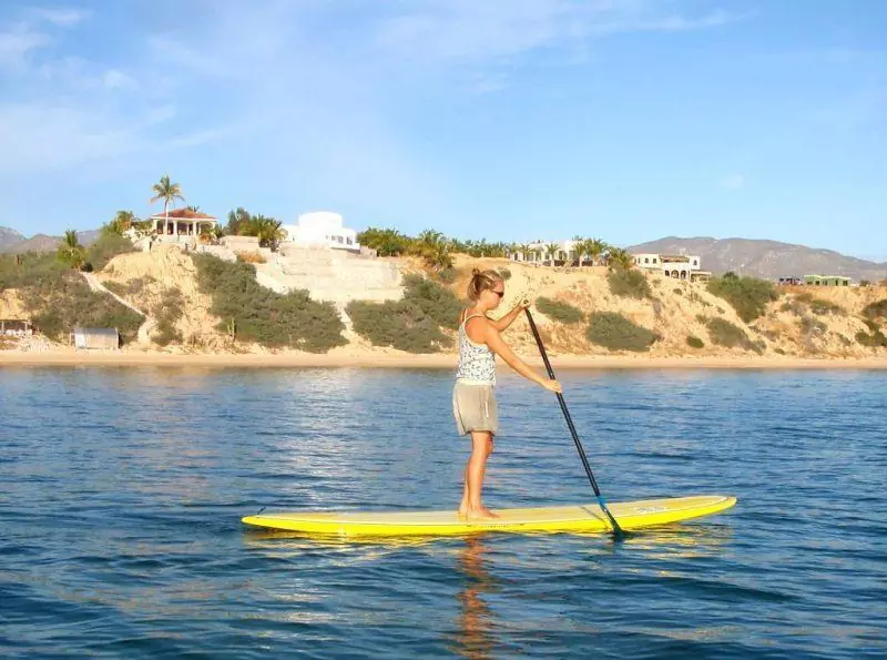 Woman on a standup paddleboard