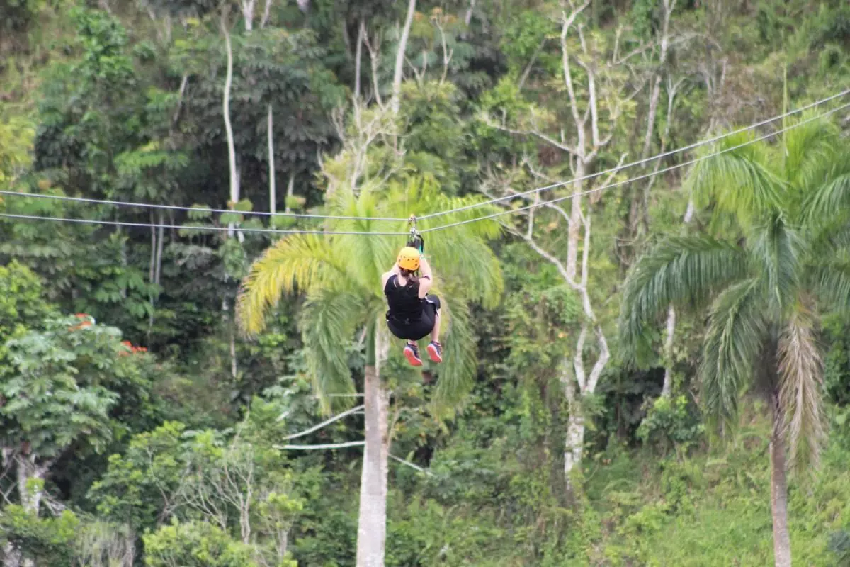 On the zipline at Toro Verde Puerto Rico