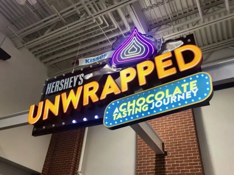 Hershey's Unwrapped Chocolate Tasting Journey entrance and sign