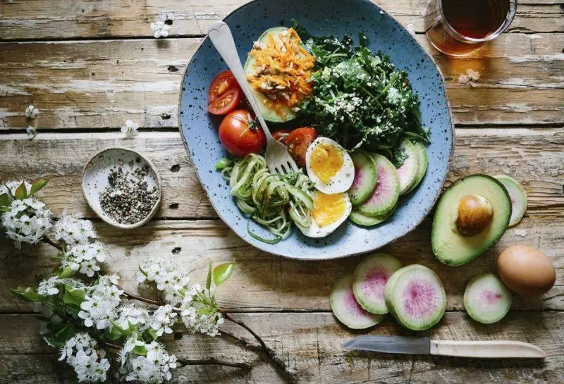 Salad on a wooden table