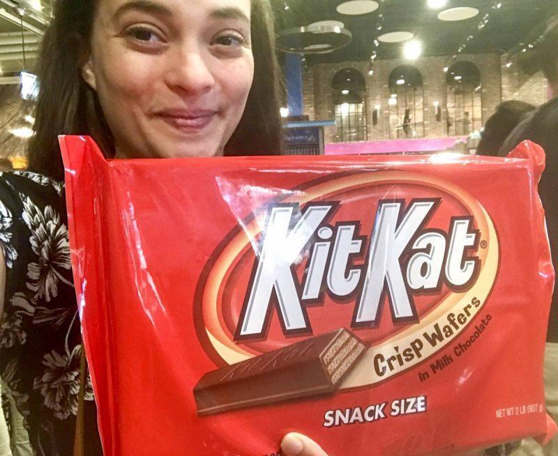 Selfie holding a giant Kit-Kat