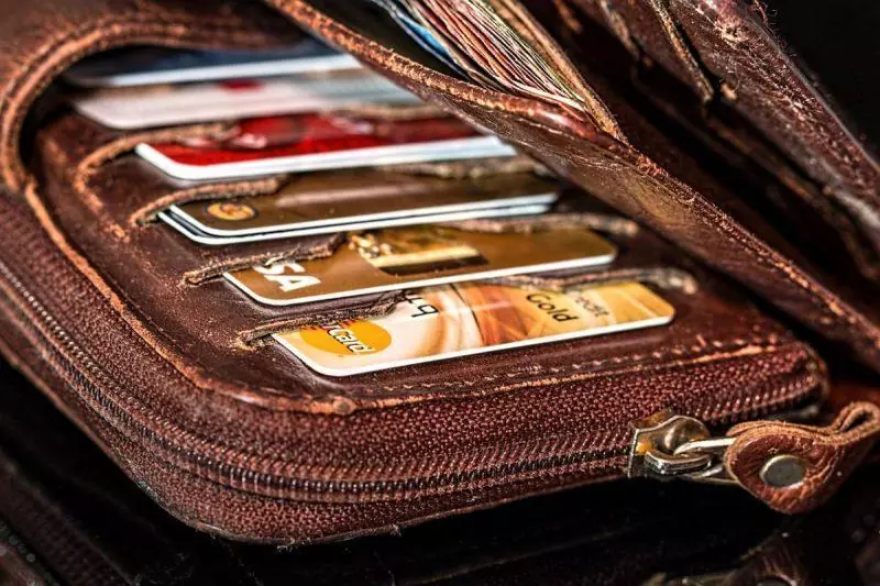 Wallet filled with credit cards