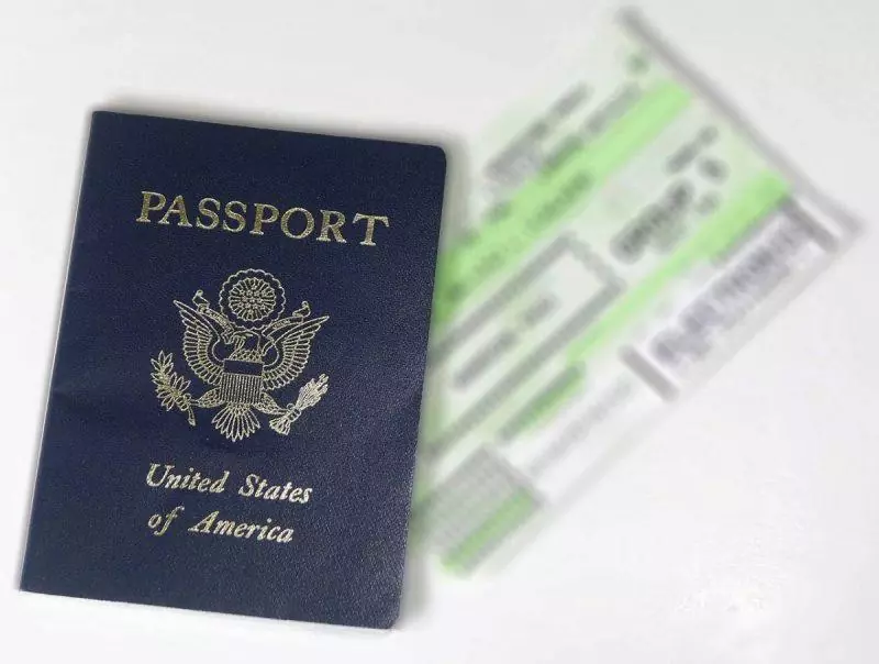 American passport and boarding pass