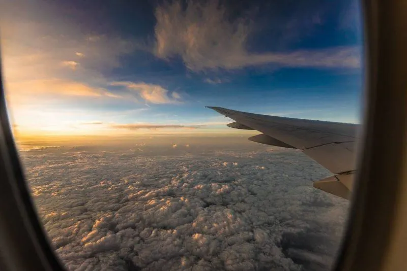 View from an airplane window 