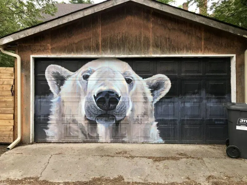 Polar bear on garage door