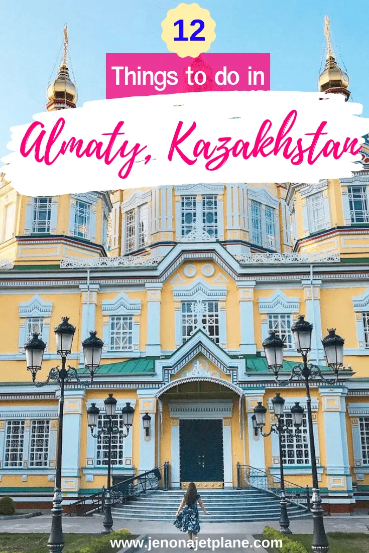 Traveling to Kazakhstan for the first time? From gorgeous cathedrals to busy downtown markets, here are the 12 best things to do in Almaty! #kazakhstantravel #almatykazakhstan #centralasiatravel #travelinspiration #offthebeatenpathtravel #kazakhstanitinerary