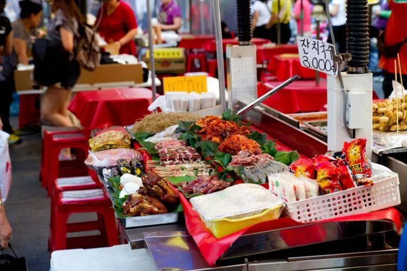Food in asian street market