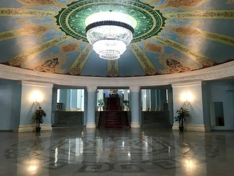 Grand marble entrance to the Academy