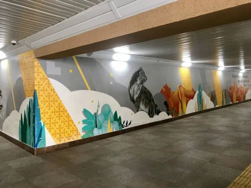 Street art in underground metro tunnel