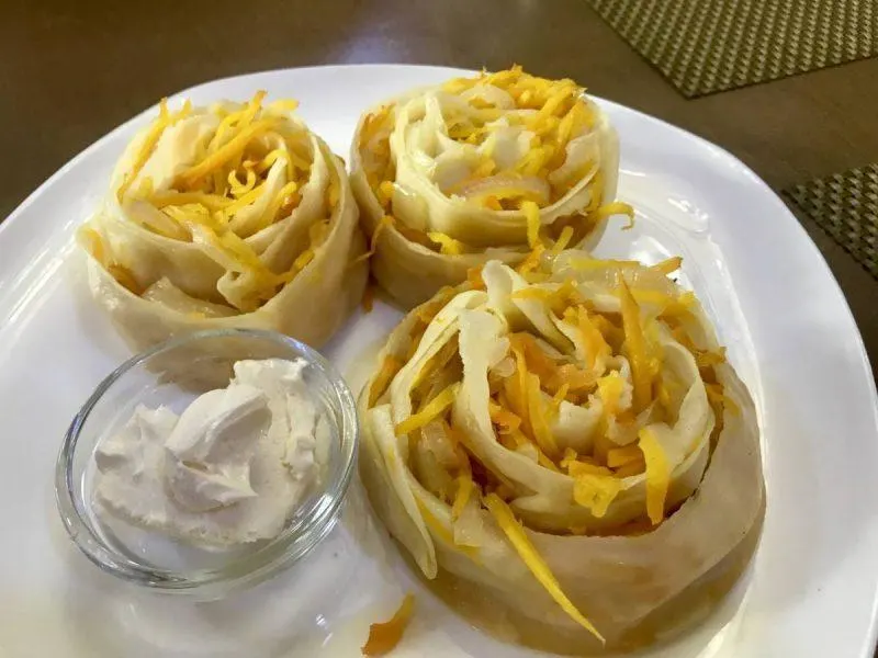 Ornate flower-shaped dumplings