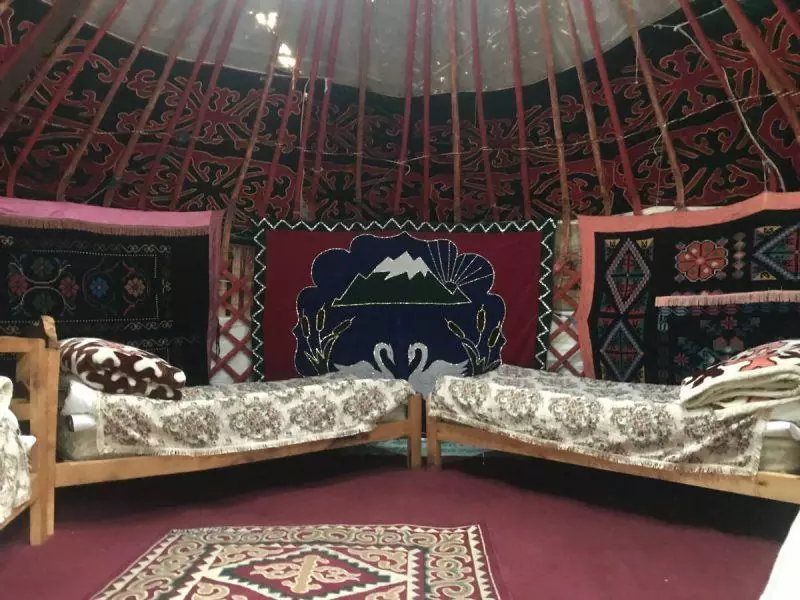 Yurt with two beds inside